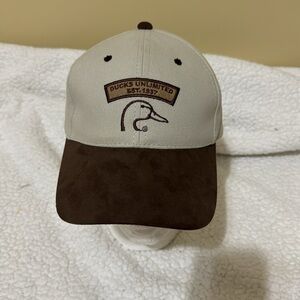 Vintage Ducks Unlimited Sponsor Hat Ball Cap Brown Leather Brim